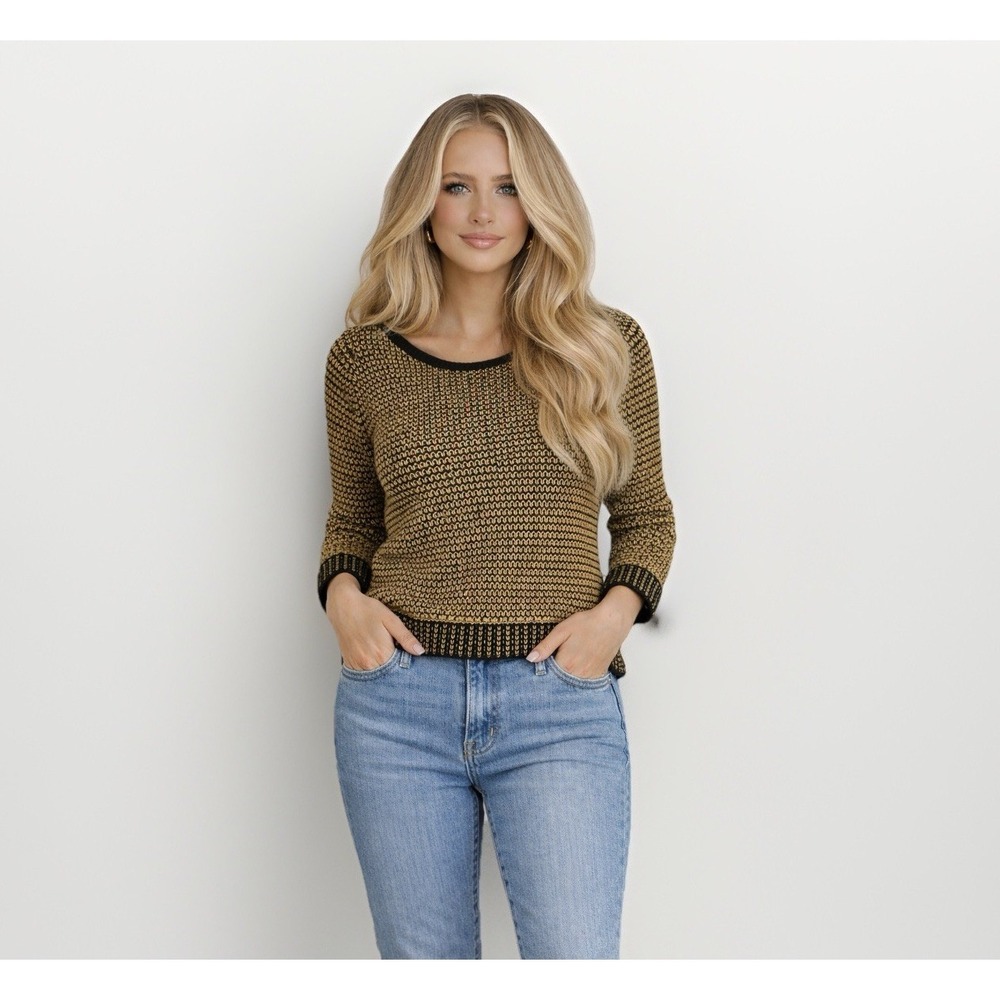 $199 MSRP Angel Apparel Sz M Women's Two Tone‎ Ribbed Mesh Ribbed Sweater NWT